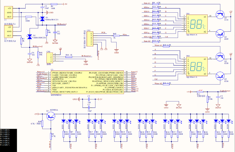 MS51FB9AE数码显示原理图